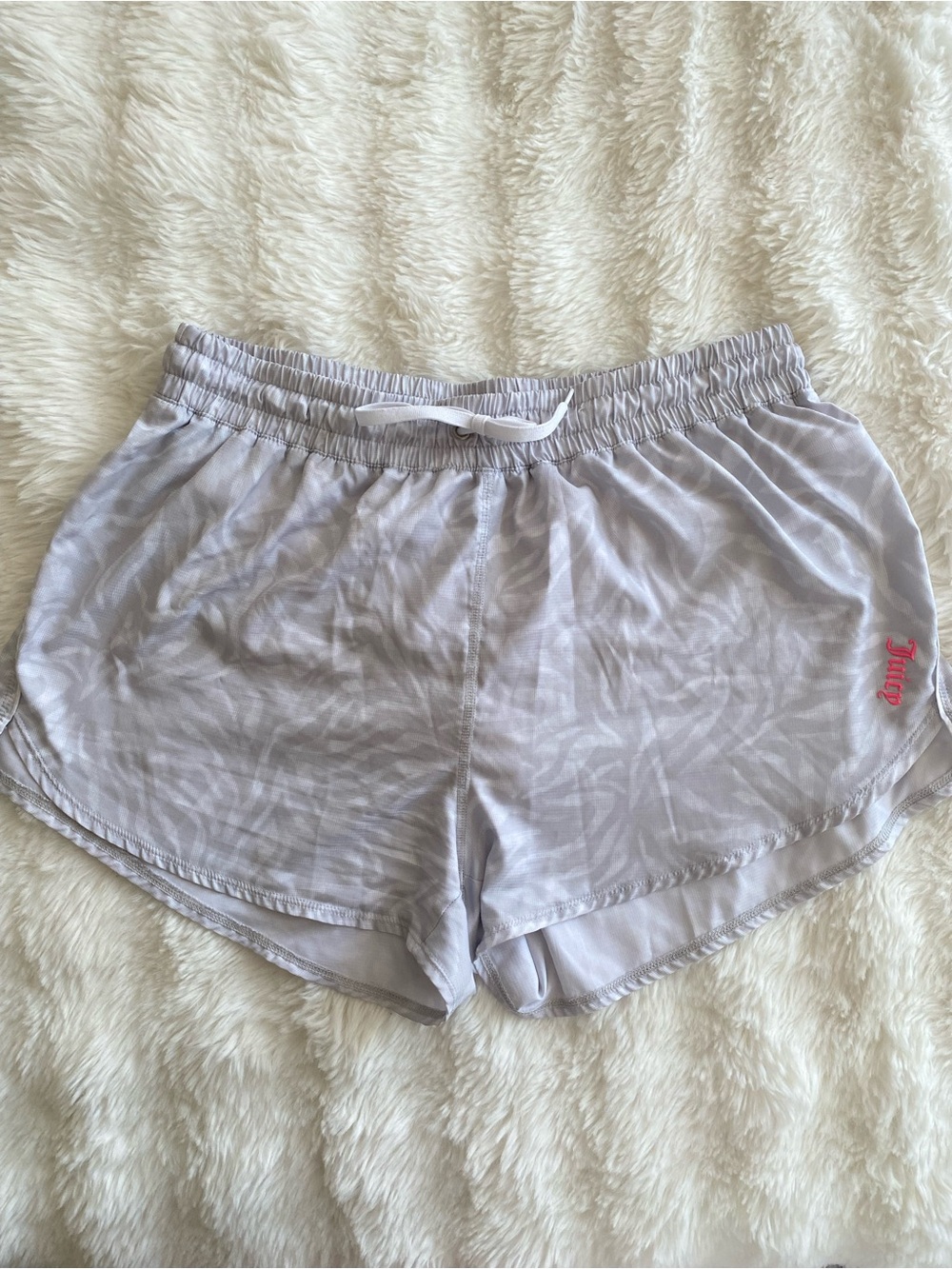 Light Gray Juicy Sport Women’s Running Shorts with Drawstring